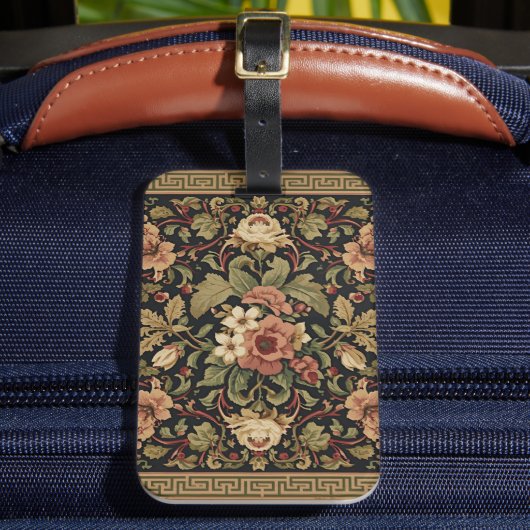William Morris Vintage-Honeysuckle-Blumenmuster Gepäckanhänger (Vorderseite Insitu 2)