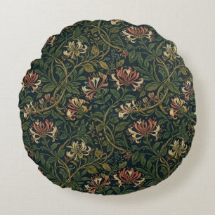 William Morris Vintage-Honeysuckle-Blumenmuster Rundes Kissen