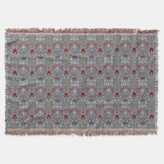 William Morris Vintage Indigo Blumenmuster Decke (Vorderseite)