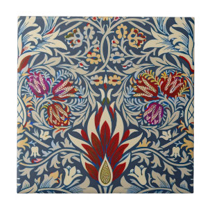 William Morris Vintage Indigo Blumenmuster Fliese
