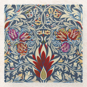 William Morris Vintage Indigo Blumenmuster Glasuntersetzer