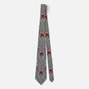 William Morris Vintage Indigo Blumenmuster Krawatte