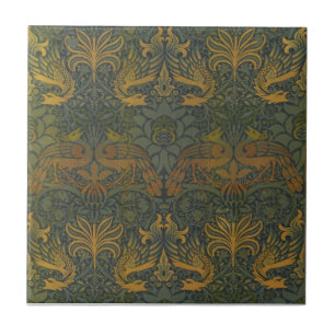 William Morris Vintage Pfau und Drache Fliese