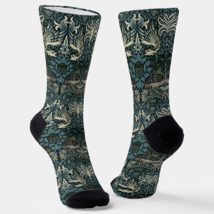 William Morris Vintage Pfau- und Drachenmuster Socken