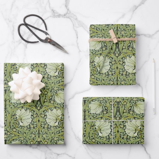 William Morris Vintage Pimpernel Blumenmuster Geschenkpapier Set (Vorderseite)