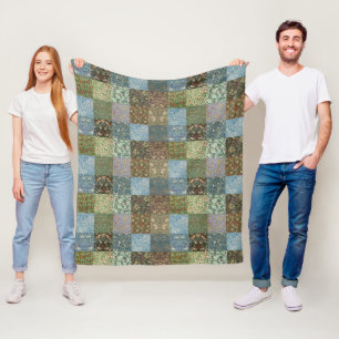 William Morris Vintage Quilt Patchwork Muster Flec Fleecedecke