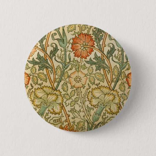 William Morris Vintage Rosa- und Rosenmuster Button (Vorderseite)