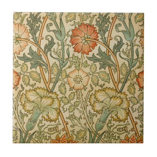 William Morris Vintage Rosa- und Rosenmuster Fliese (Vorderseite)