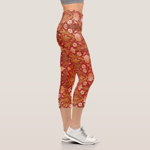 William Morris Vintage Rose & Lily Blumenmuster Capri Leggings