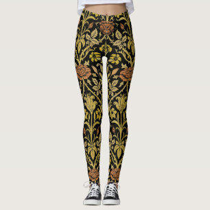 William Morris Vintage-Rosen- und Lilien-Blumenmus Leggings