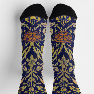 William Morris Vintage-Rosen- und Lilien-Blumenmus Socken