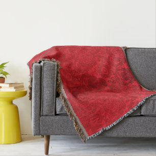 William Morris Vintage Rot gestempeltes Samtmuster Decke