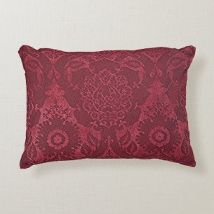 William Morris Vintage Rot gestempeltes Samtmuster Dekokissen