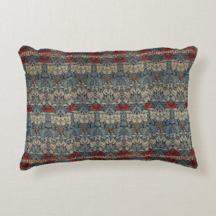 William Morris Vintage Rote Blumige Tulpe und Rose Dekokissen