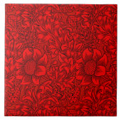 William Morris Vintage rotes Blumenmuster Fliese (Vorderseite)