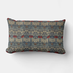 William Morris Vintage rotes Blumenmuster Lendenkissen