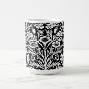 William Morris Vintage Schwarz Weiß Eichenmuster Kaffeetasse