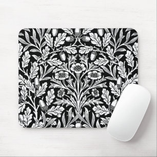 William Morris Vintage Schwarz Weiß Eichenmuster Mousepad