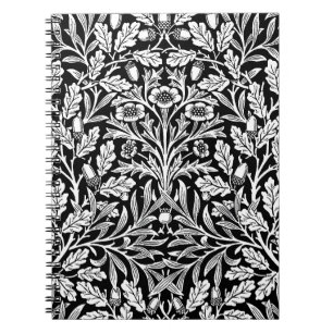 William Morris Vintage Schwarz Weiß Eichenmuster Notizblock