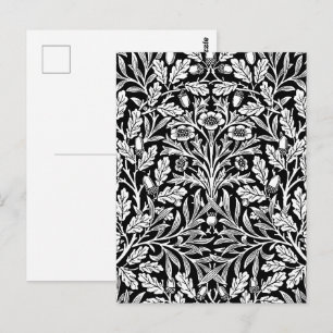 William Morris Vintage Schwarz Weiß Eichenmuster Postkarte