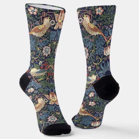 William Morris Vintage Strawberry Thief Muster Socken (Gewinkelt)