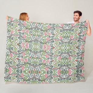 William Morris Vintage Sweet Briar Rosen Laub Fleecedecke