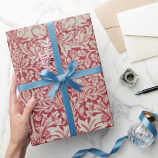 William Morris Vintage Tiere Vögel Kaninchen rosa Geschenkpapier