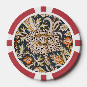 William Morris Vintage Trent Blaues Blumenmuster Pokerchips