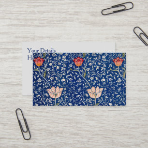 William Morris Vintage Tulpe Floral Indigo Muster Visitenkarte