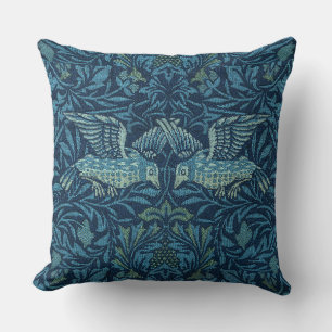 William Morris Vintage Vogel Foliage Blau Kissen