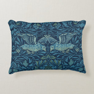 William Morris Vintage Vogel Laub Blau Dekokissen
