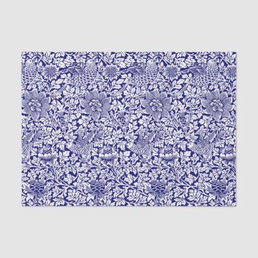 William Morris Vintage Vogel- und Anemonenmuster Seidenpapier (Vorderseite)