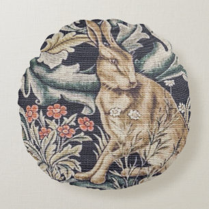 William Morris Vintage Waldkaninchen Blumenmuster Rundes Kissen