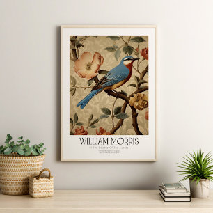 William Morris Vintager Blauer Vogel mit Blüten Poster
