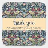 William Morris Vintager Erdbeerdieb Quadratischer Aufkleber (Vorderseite)