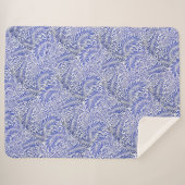 William Morris Vintages Blumenmuster Blau Weiß Sherpadecke (Vorderseite (Horizontal))