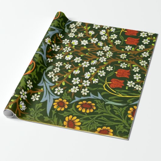 William Morris Vintages Muster, Blackthorn Geschenkpapier (Ungerollt)