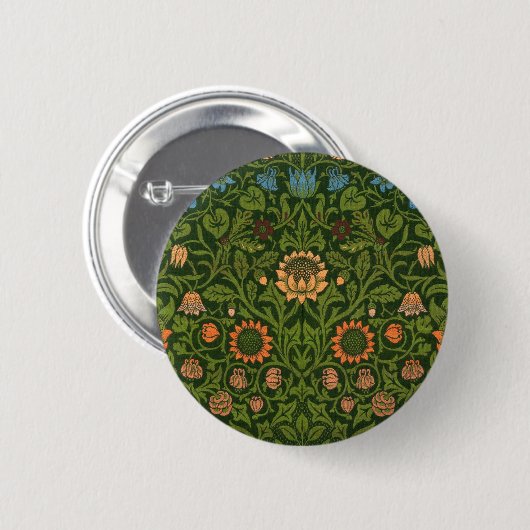 William Morris Violet und Columbine Art Rug Button (Vorne & Hinten)