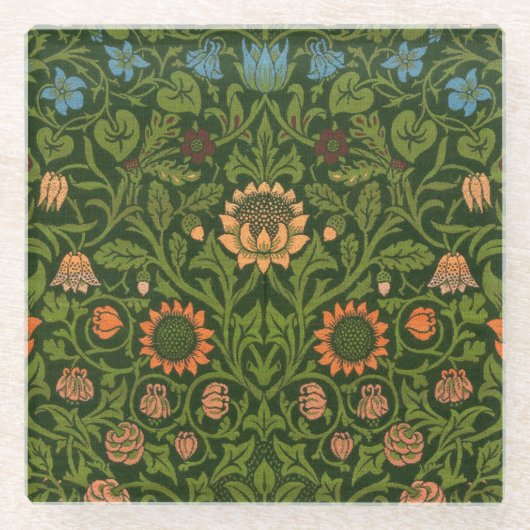 William Morris Violet und Columbine Art Rug Glasuntersetzer (Vorderseite)