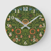 William Morris Violet und Columbine Art Rug Runde Wanduhr (Vorderseite)