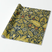 William Morris Violette Columbine Navy Blumenmuste Geschenkpapier (Ungerollt)