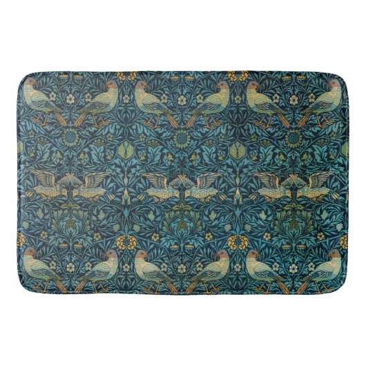William Morris Vögel & Blumenmuster Badematte (Vorderseite)