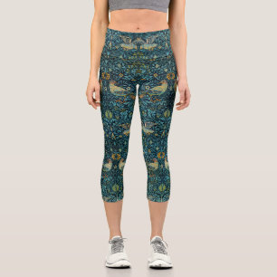 William Morris Vögel & Blumenmuster Capri Leggings