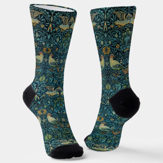 William Morris Vögel & Blumenmuster Socken (Gewinkelt)