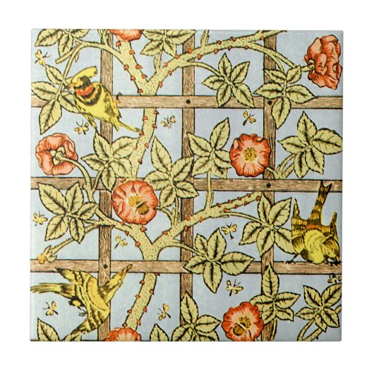 William Morris Vögel und Blumen Muster Fliese (Vorderseite)
