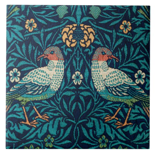 William Morris - Vögel und Blumenmuster Fliese (Vorderseite)