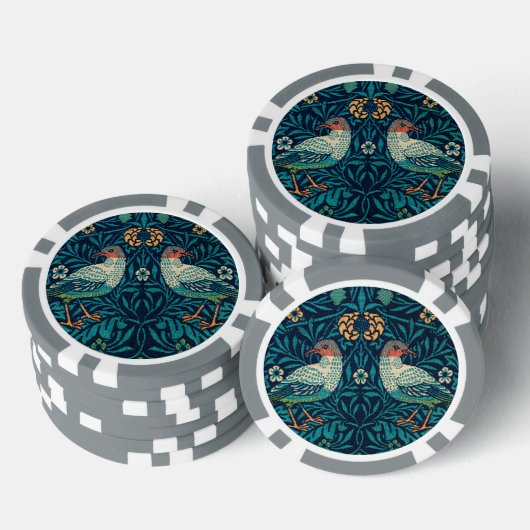 William Morris - Vögel und Blumenmuster Pokerchips (Stapel)
