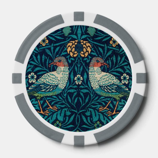 William Morris - Vögel und Blumenmuster Pokerchips (Vorderseite)