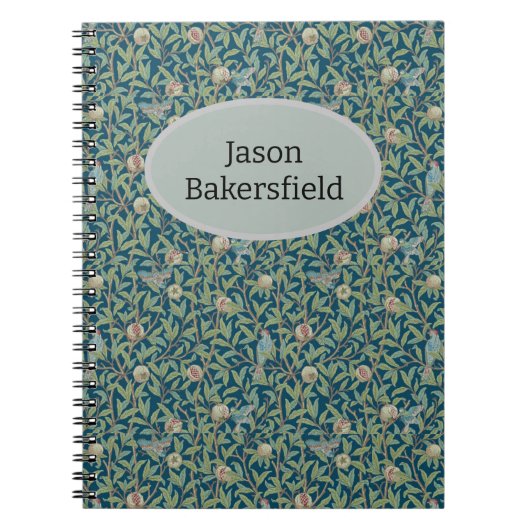 William Morris "Vogel und Granatapfel" Personalisi Notizblock (Vorderseite)