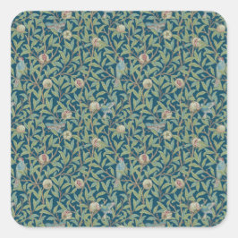 William Morris "Vogel und Granatapfel"  Quadratischer Aufkleber